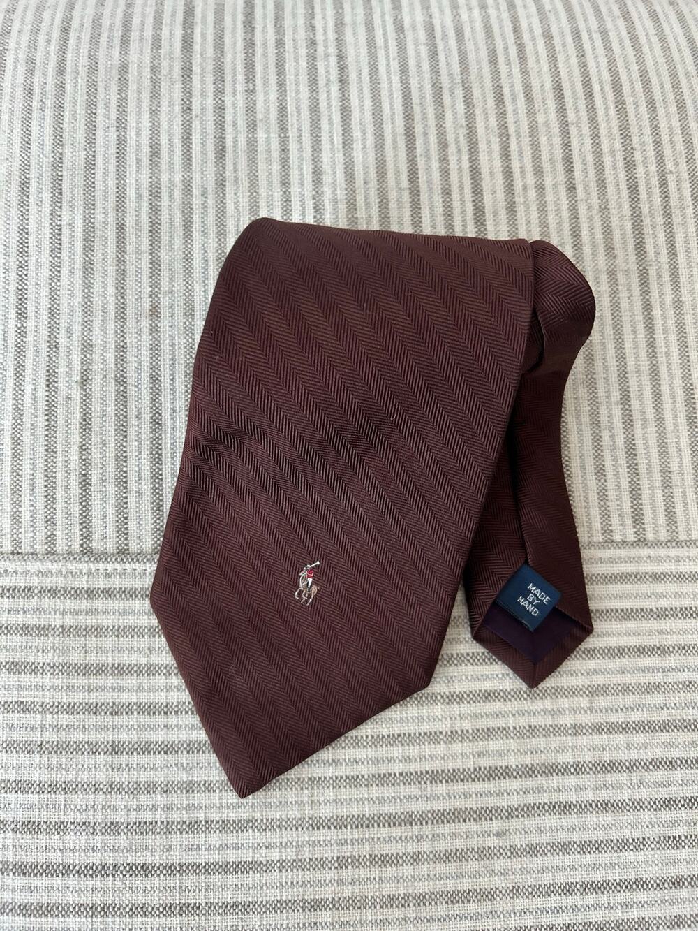 Polo Ralph Lauren 100% Silk Handmade Chocolate Brown wide classic tie